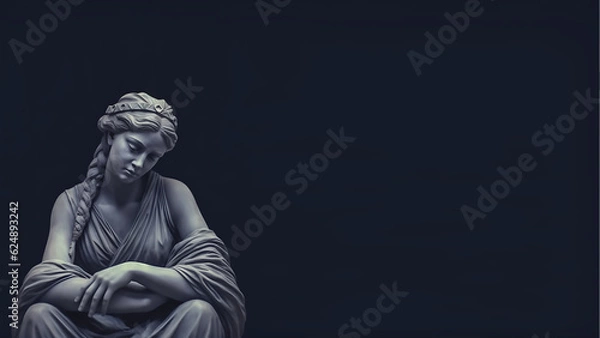 Fototapeta Female Contemplation Greek Statue, Minimalist Digital Concept Render