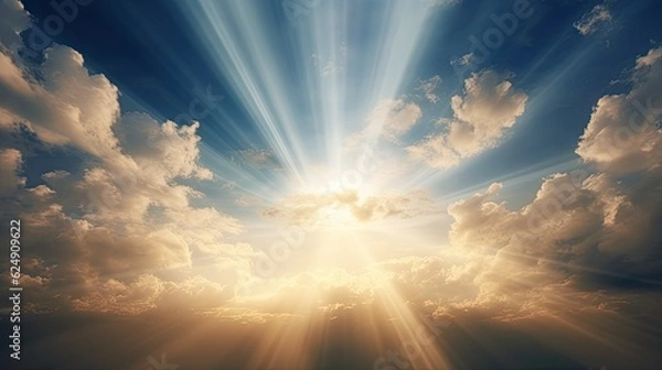 Obraz Sun rays shining through clouds