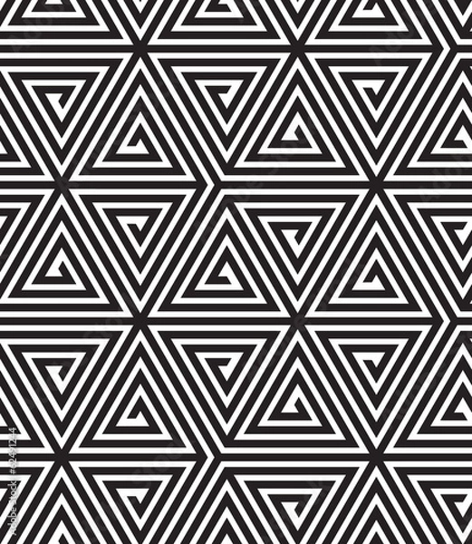 Fototapeta Triangles, Black and White Abstract Seamless Geometric Pattern,