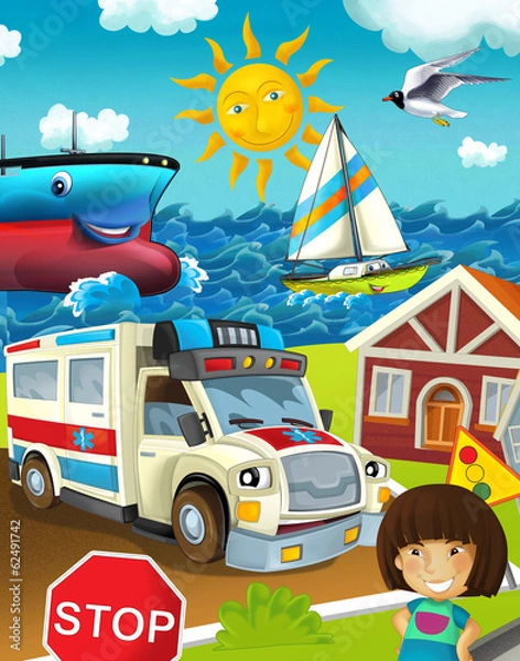 Fototapeta Cartoon street - illustration for the children