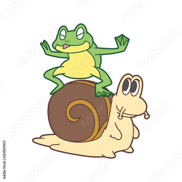 Fototapeta カエルとカタツムリ カラー