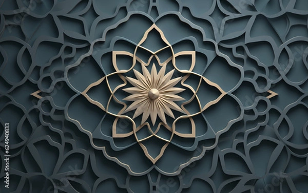 Obraz Arabic pattern background. Islamic ornament. Geometric 3d shape. Texture arabian traditional motif