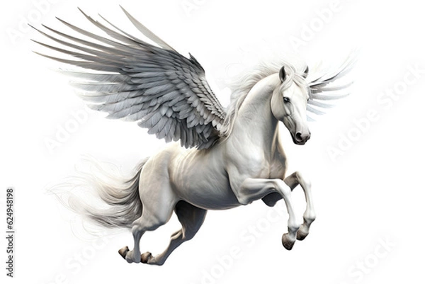 Obraz A pegasus isolated on transparent background - Generative AI