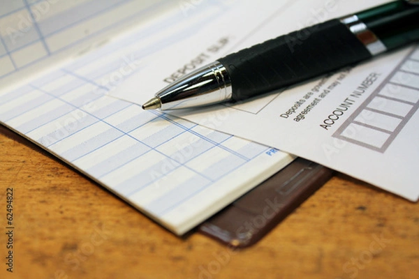Fototapeta Deposit slip with check ledger