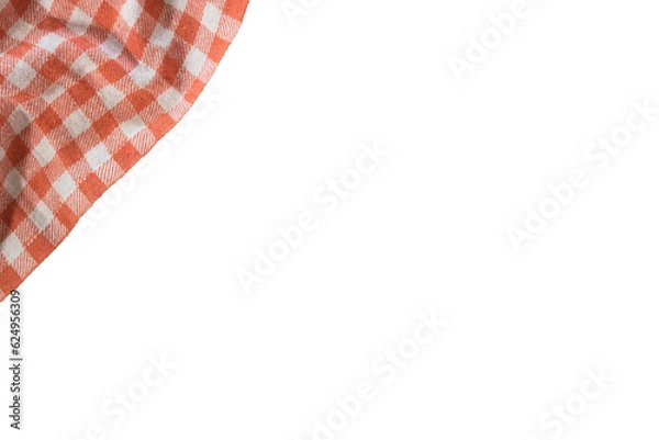 Fototapeta Part of orange  checkered napkin, red and white untucked with transparencies, PNG format	
