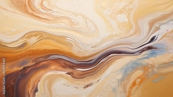 Fototapeta Colorful pastel swirl of brown and beige marble, abstract background. Generative AI