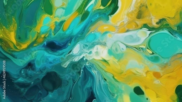 Obraz Colorful pastel swirl of green and yellow marble. abstract background