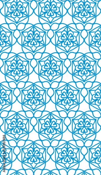 Obraz Blue Heart Shaped Roses Seamless Pattern on White 