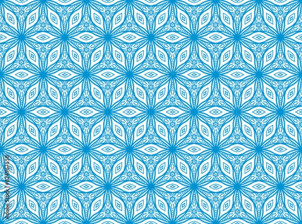 Obraz Blue Geometric Flowers Seamless Pattern 