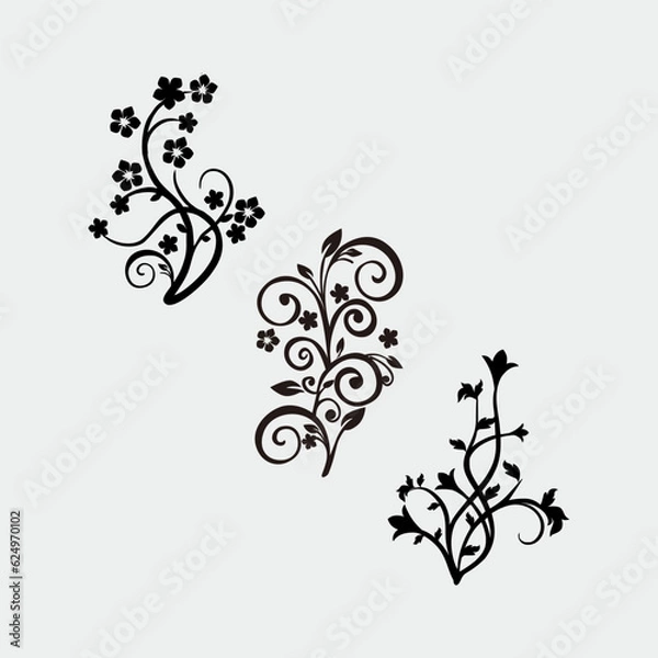 Fototapeta abstract floral design for print. floral design element in black and white