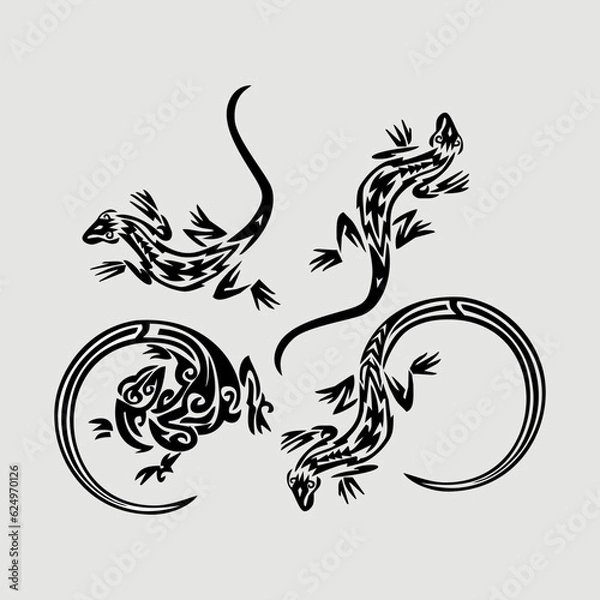 Obraz gecko or lizard tattoo designs. animal  decorative gecko or lizard for cutting and print
