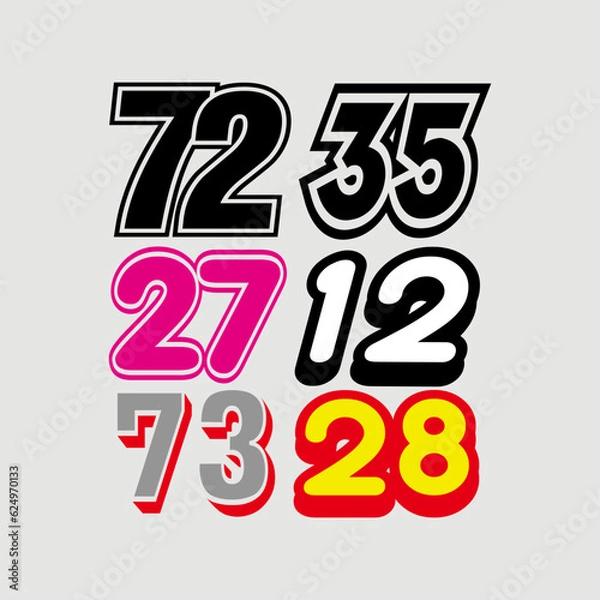 Obraz numbers sport for print and cutting sticker.  selected number for car or  motor sport