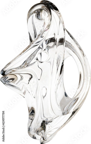 Fototapeta 3d rendering. Abstract geometric shapes illustration. Modern minimal glass objects isolated on transparent background