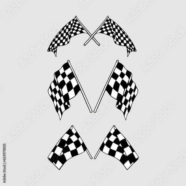Obraz racing flag for cutting sticker and print illustration design. checkered flag on white