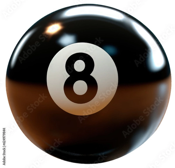 Fototapeta Pool 8 ball on transparent PNG background. Generative AI