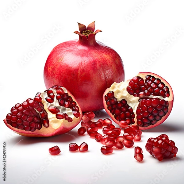 Obraz set pomegranate on white background, generative Ai