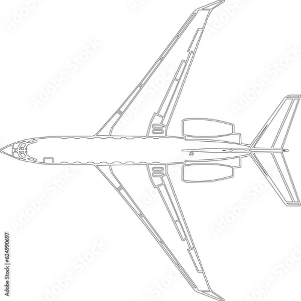 Fototapeta Top view of Airplane G650 isolated on white