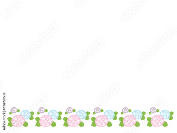 Obraz かわいい夏の紫陽花のフレーム／手書きイラスト