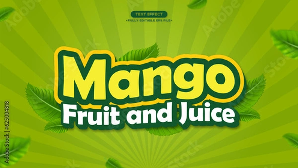 Fototapeta Mango Fruit and Juice Text Effect for Headline and Tittle Promotion Design
