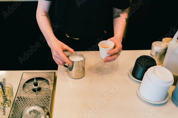 Obraz Latte art being poured