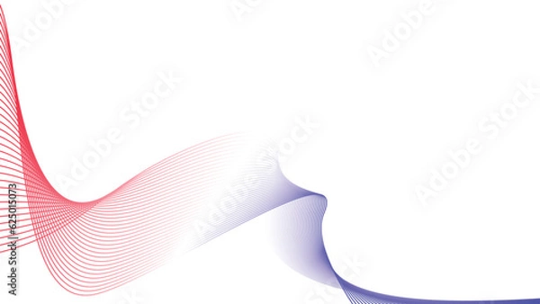 Fototapeta blue white red flag abstract tech wavy lines background isolated