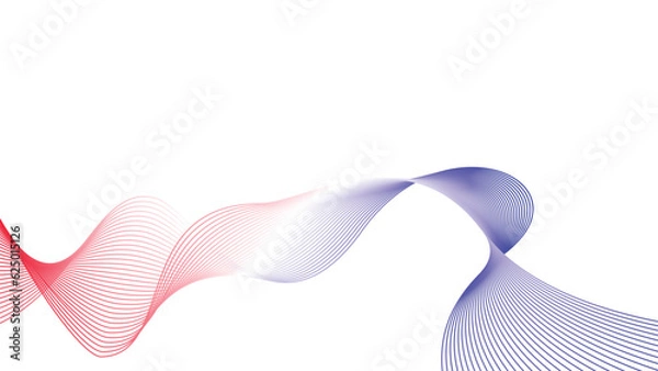 Fototapeta blue white red flag abstract tech wavy lines background isolated