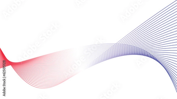Fototapeta blue white red flag abstract tech wavy lines background isolated