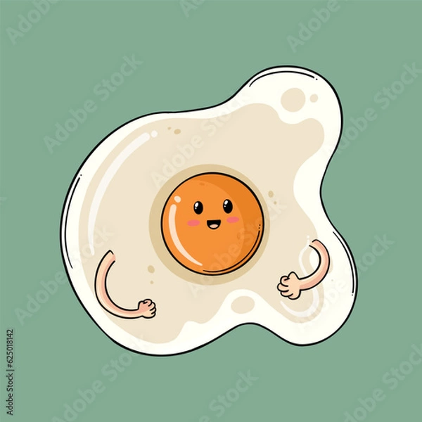 Obraz cute breakfast character fried egg 