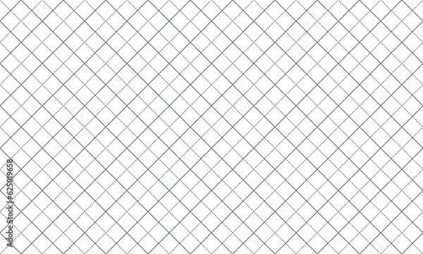 Fototapeta Rhombus geometric argyle seamless pattern with dotted line. Vector Repeating Textures.