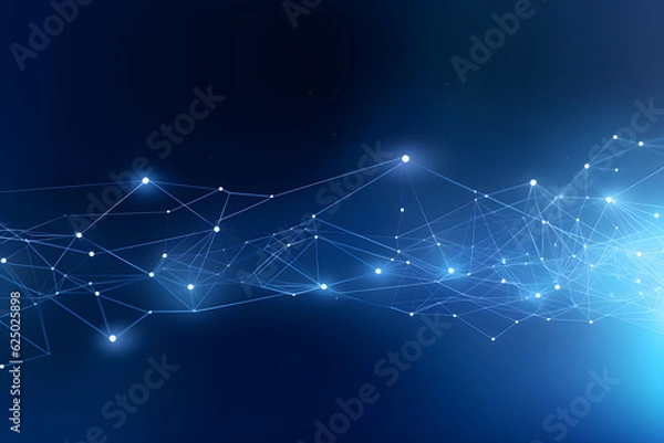 Obraz Abstract background connected dot and line for cyber technology futuristic. Global network connection concept. Generative AI.