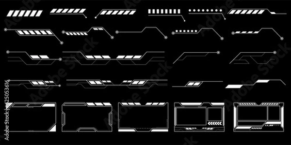 Obraz Sci-fi futuristic hud dashboard display virtual reality technology screen. User Interface set. Statistics, Data information infographic. Vector graphic