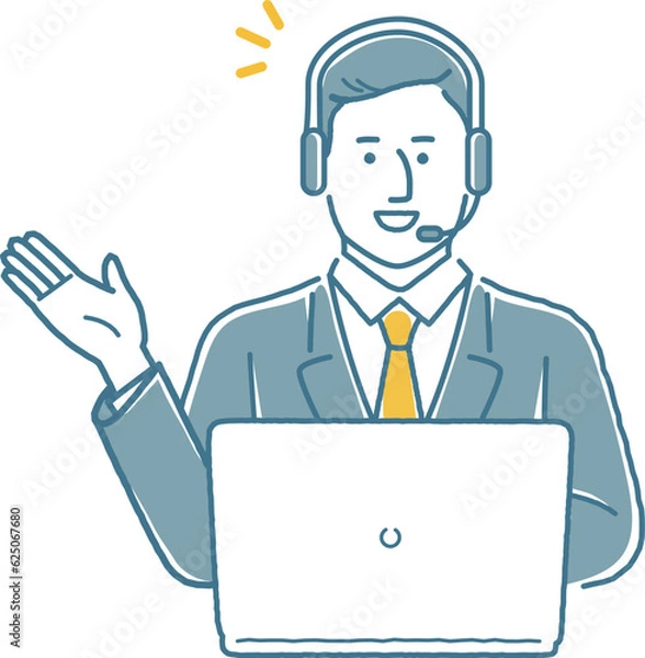 Fototapeta コールセンターのオペレーター　男性