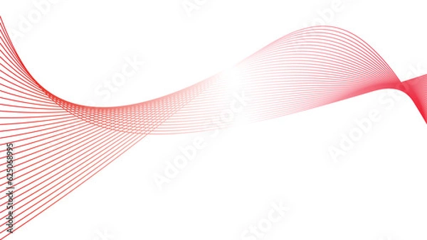 Obraz abstract wavy tech lines isolated white red flag gradient background