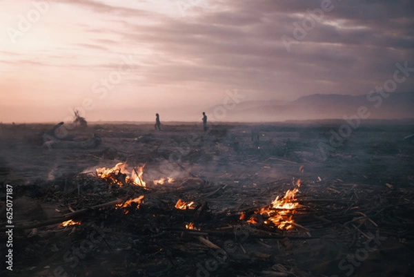 Obraz Fires burning at Dusk