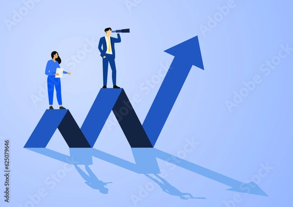 Fototapeta Business goal achievement, Career ladder progress and advancement, Professional competition, Success in business. Vector illustration flat