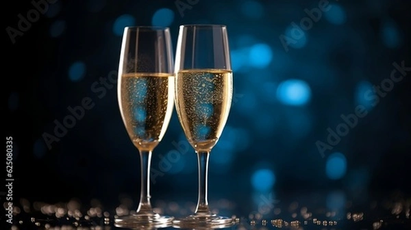 Fototapeta Glasses of champagne on boke background. Generative AI