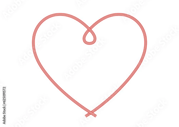 Fototapeta 水引フレーム　水引で描かれたハート型のシンプルなフレーム素材