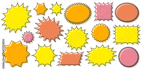 Fototapeta ギザギザ　フレーム  衝撃　セット　カラフル　黄色系