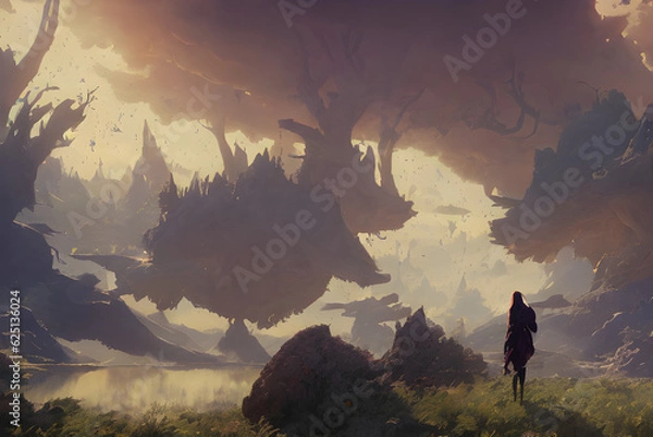 Fototapeta Person on the top of mountain.
Generative AI