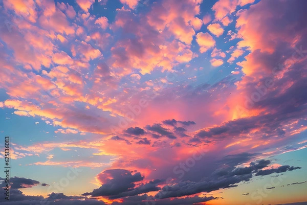 Fototapeta A clear sky with pink clouds floating in the air.
Generative AI