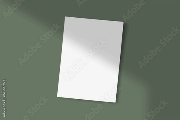 Fototapeta Realistic empty Blank white flyer mockup Paper Leaflet, Flyer, Broadsheet, A4 With Windows and Leaves Shadow Overlay. 3D Illustration Isolated Background. 3D EPS Vector Illustration.