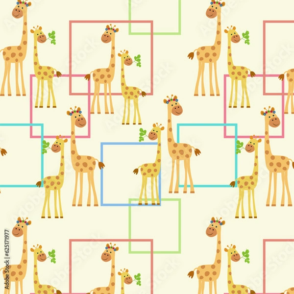 Fototapeta seamless vector pattern with giraffe 