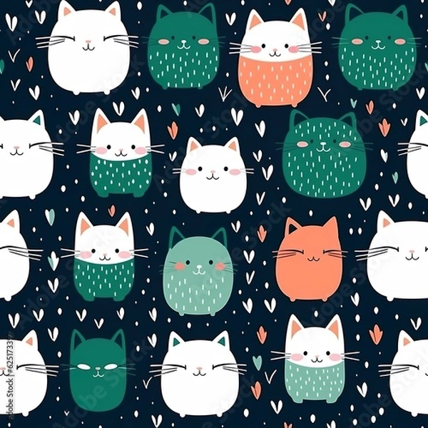 Fototapeta cats seamless pattern in style of comic