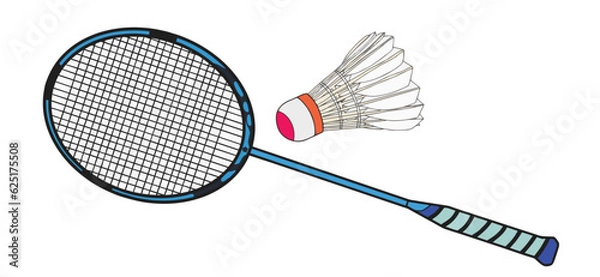 Obraz badminton racket with shuttlecock