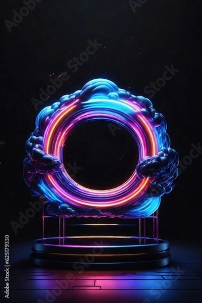 Fototapeta 3d render, background with lights, cloud neon , 