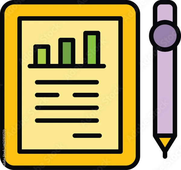 Obraz Tablet strategy icon outline vector. Digital work business. Document project color flat