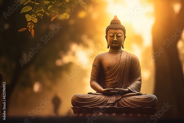 Fototapeta bronze statue Siddhartha Gautama. generative ai