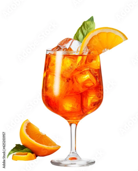 Fototapeta Aperol Spritz drink coctail isolated on the transparent background PNG. AI generative.	