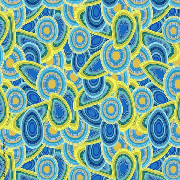 Fototapeta Seamless abstract blue and yellow pattern
