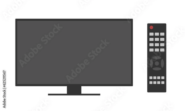 Fototapeta Flat design illustration of TV set and remote control with buttons